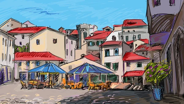 Croácia cidade rua - ilustração — Fotografia de Stock