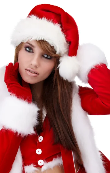 Sexy Mädchen trägt Weihnachtsmann-Klamotten — Stockfoto