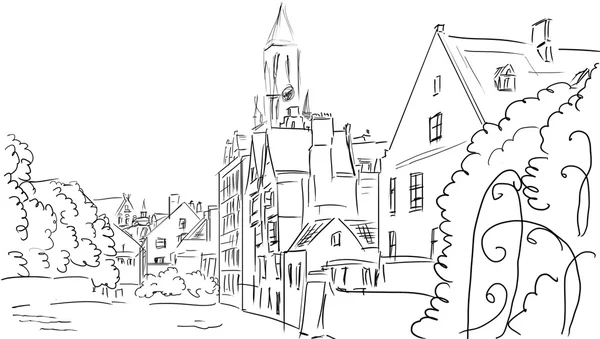 Старый город - иллюстрационный эскиз — стоковое фото