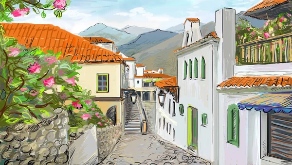 Disegnare per la città greca — Foto Stock
