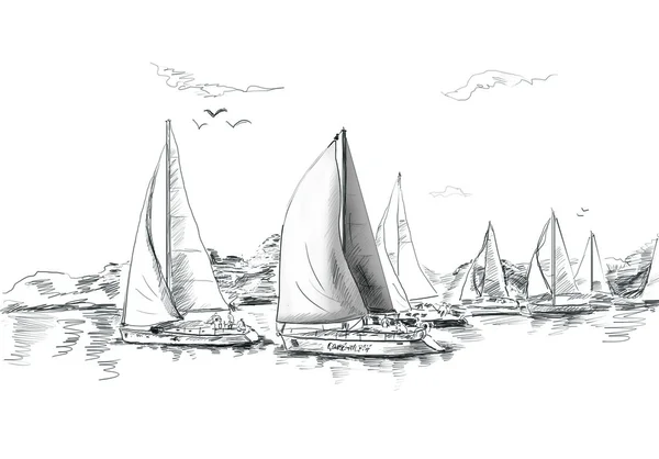 Segelyachten und Bootsabbildung — Stockfoto