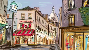 Street in paris - illustration clipart