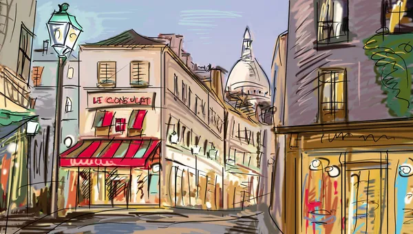 Street in paris - illustration — Stock Photo, Image