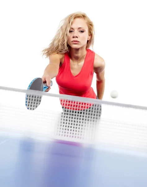 Sexy chica de deportes juega tenis de mesa —  Fotos de Stock