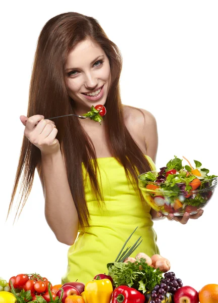 Woman eating salad — Stock Photo, Image
