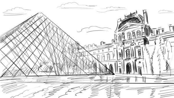 Louvre Palace in Paris, France - illustration – Stock Editorial Photo ...