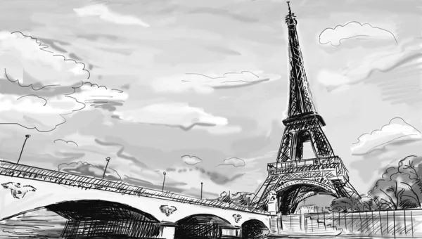 Паризьких вулиць-Ейфелева вежа ілюстрація — стокове фото