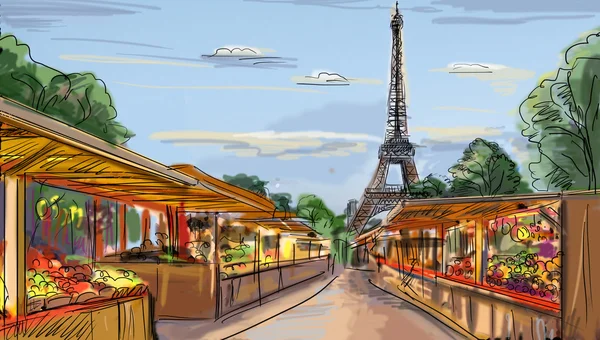 Parijse straat - illustratie — Stockfoto