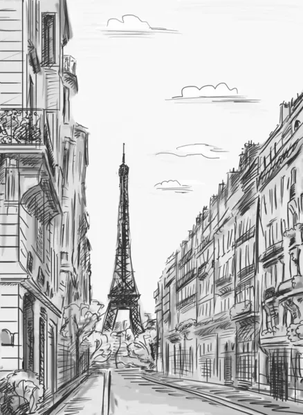 Paris street - illustration — Stock Photo, Image