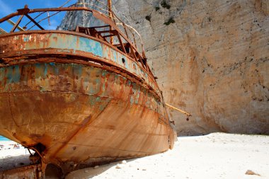 Navagio beach with ship-wreck in Zakynthos, Greece clipart