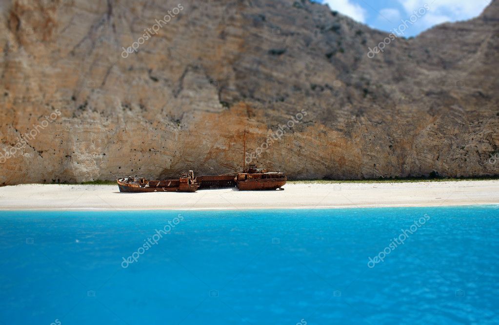 Navagio beach with ship-wreck in Zakynthos, Greece Stock Photo by ...