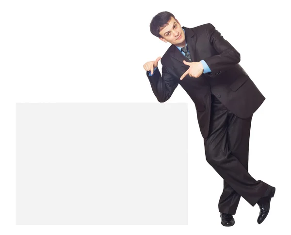 Businessman and banner — Stock Photo, Image