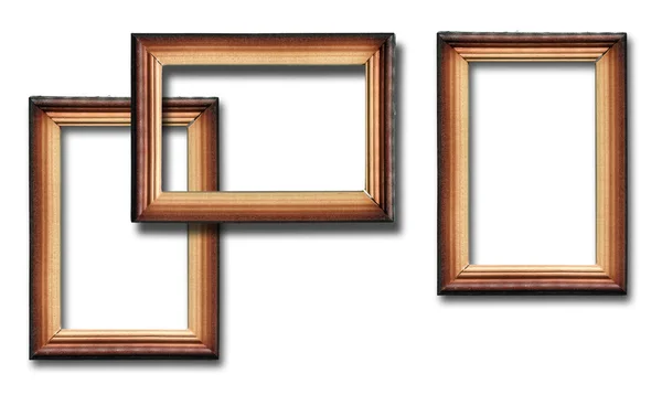 Wooden frames with shadow on white background — Stock Photo, Image