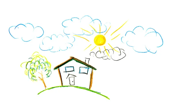 Dibujo del niño de su casa — Foto de Stock