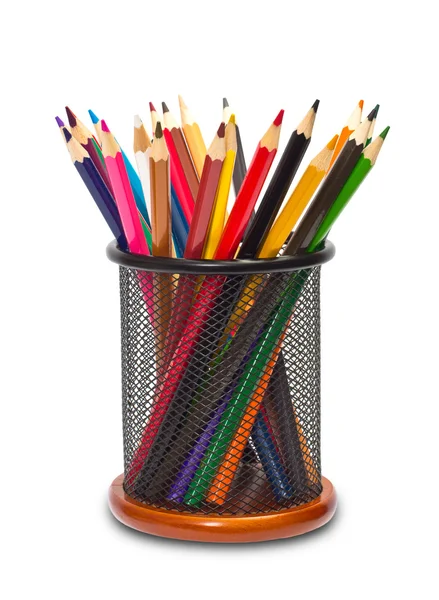 Барвисті олівці в тримачі — стокове фото