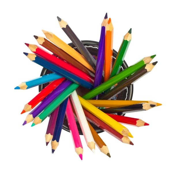 Colored pencils in holder — Stock Photo, Image
