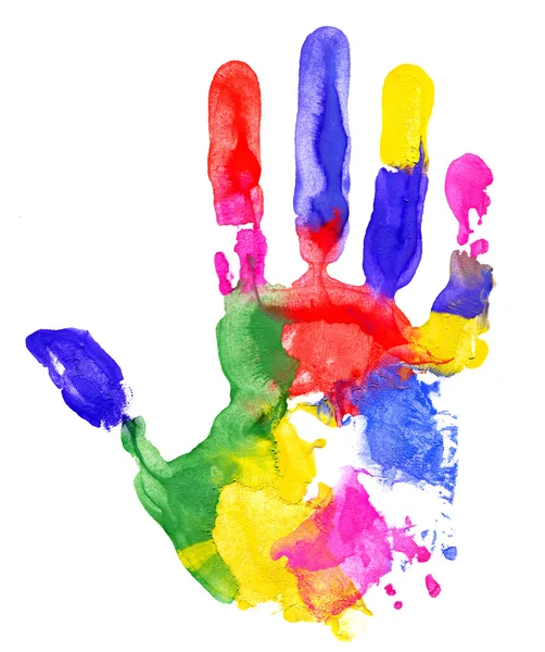 Закрыть цветной отпечаток руки — стоковое фото
