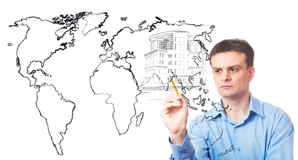 Businessman drawing a city of the future Stock Image