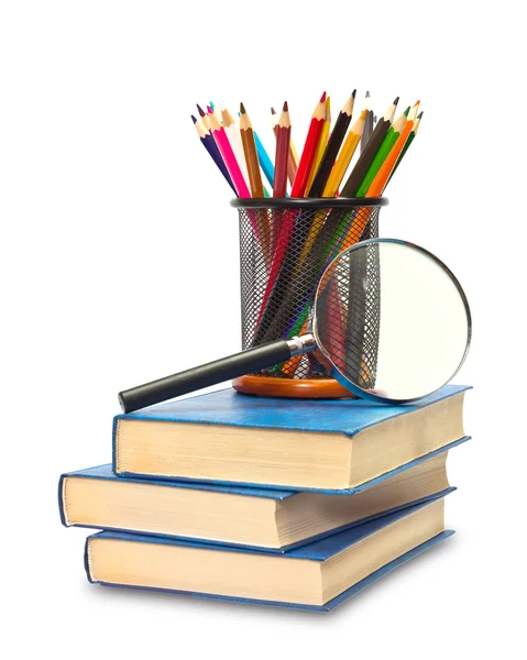 A könyvek és a ceruza — Stock Fotó