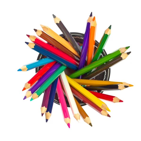 Цветные карандаши в держателе — стоковое фото