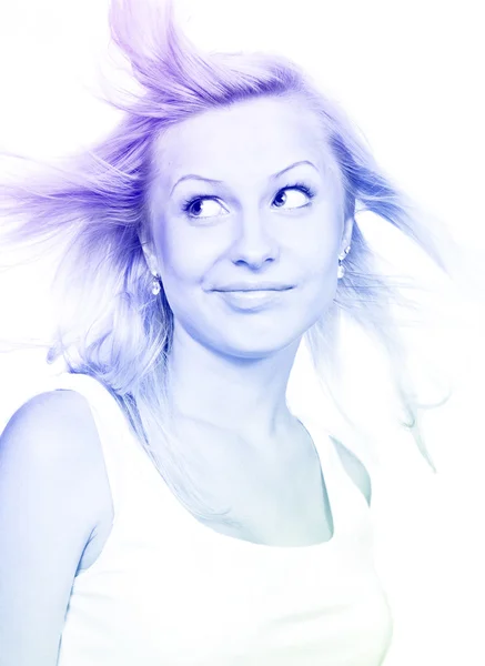 Beautiful blonde with a flying hair — Stock Photo, Image