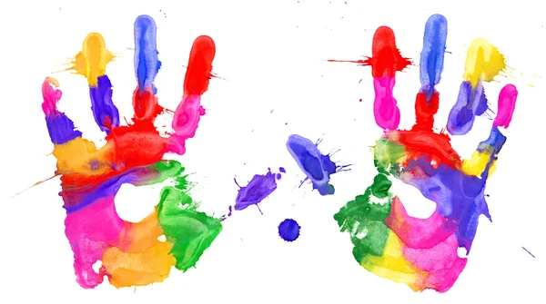 Multicolored hands print — Stock Photo, Image