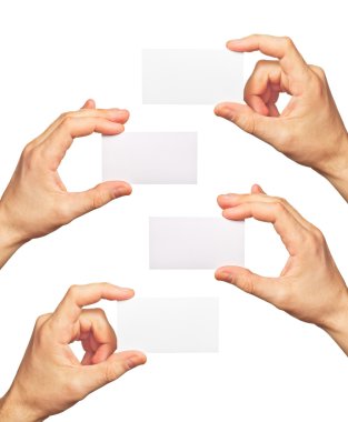 Business cards in hands clipart