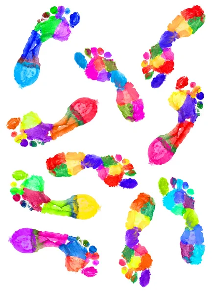 Pegadas multicoloridas — Fotografia de Stock