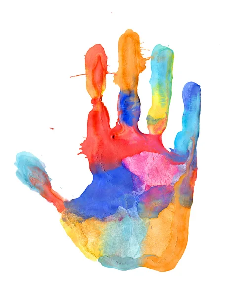 Gros plan de l'empreinte colorée de la main — Photo