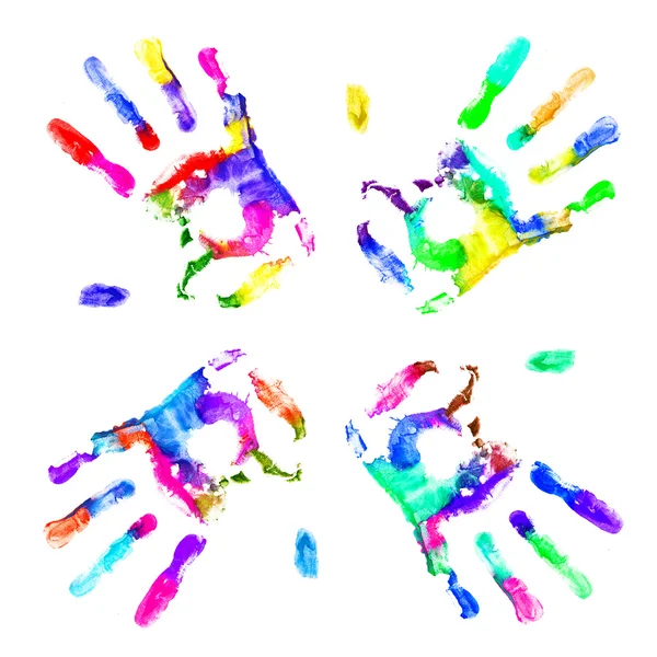 Mãos multicoloridas imprimir — Fotografia de Stock