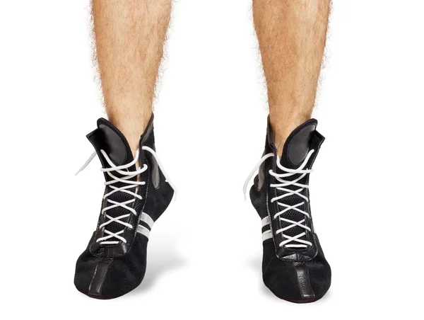 Boxing shoes on their feet — Stock Photo, Image