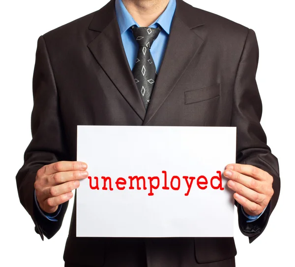 Un homme avec un signe qui dit "chômeurs " — Photo