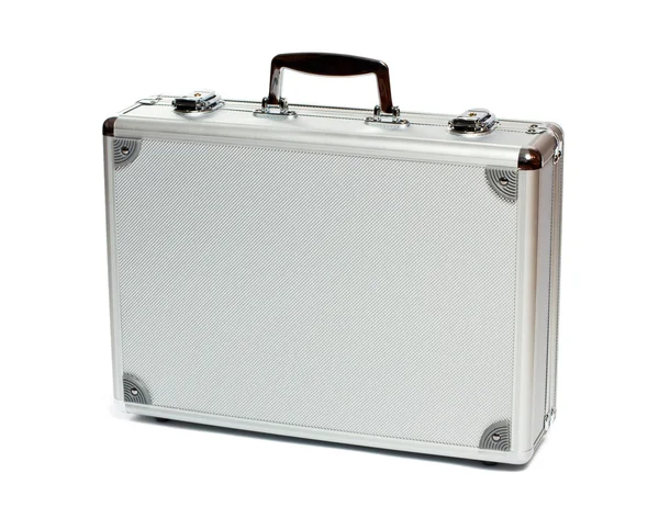Silver metal briefcase — Stock Photo, Image