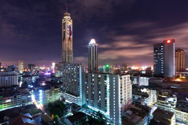 A view on the night city and Bayok Sky hotel of Bangkok clipart