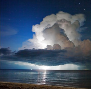 Lightning above the sea. Thailand clipart