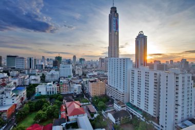 View on the sunrise city and Bayok Sky hotel of Bangkok clipart