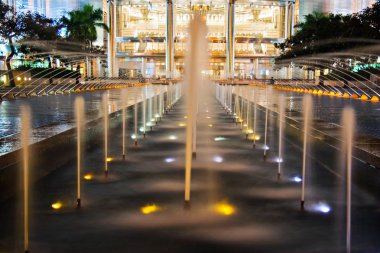 Beautiful night lighting of Petronas Twin Towers clipart