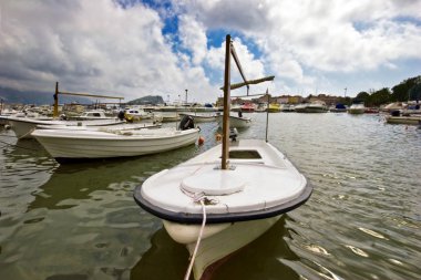 Boats near the pier clipart