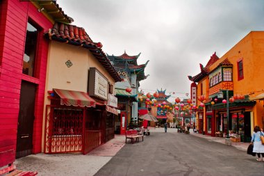 Early in the morning in the colorful Chinatown in Los Angeles clipart