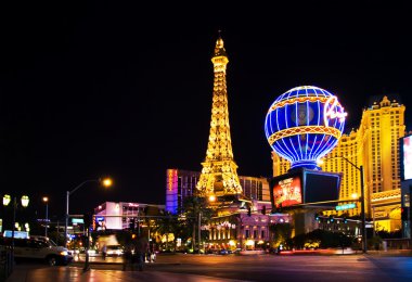 Night View from Strip on the replica of Eiffel Tower at Paris Ho clipart