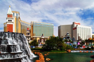 Waterfall of Mirage Hotel&Casino on the background of the famous clipart