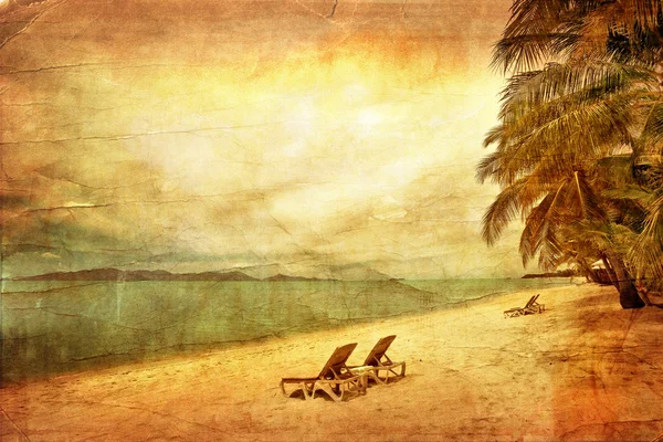 Exotické tropické pláži v retro stylu — Stock fotografie