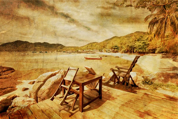 Экзотический тропический пляж в стиле ретро — стоковое фото
