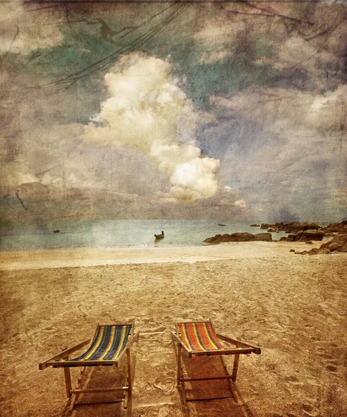 Exotische tropische strand in retro stijl — Stockfoto