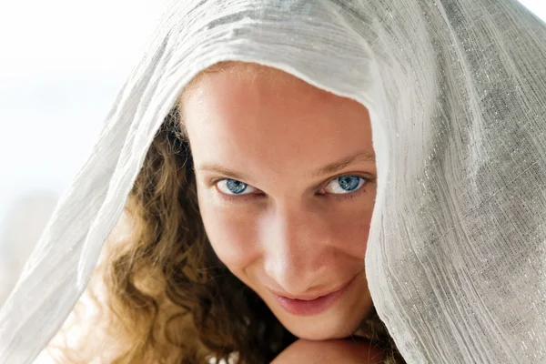 stock image Girl in white shawl