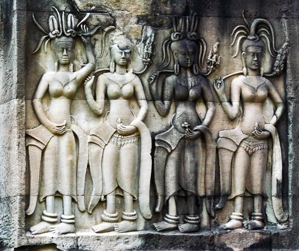 Bajorrelieve en la pared de Angkor Wat —  Fotos de Stock