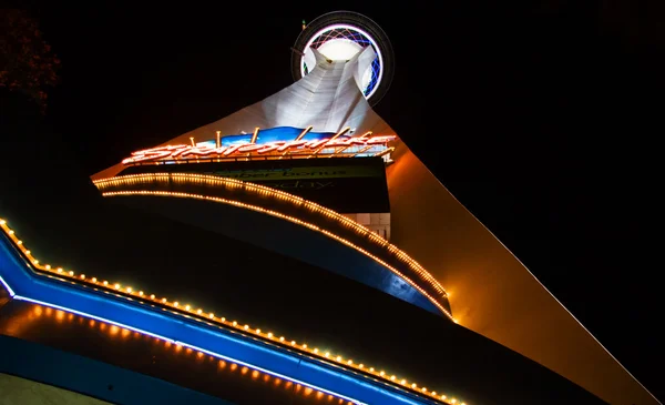 stock image Night lights of the Stratosphere Tower