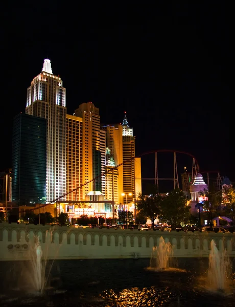 New York, New York hotell & Casino på natten — Stockfoto