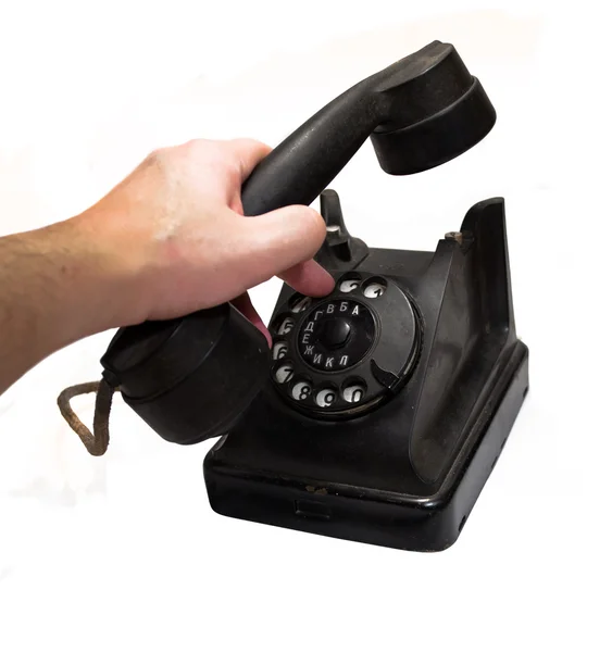 Старий телефон чорний — стокове фото