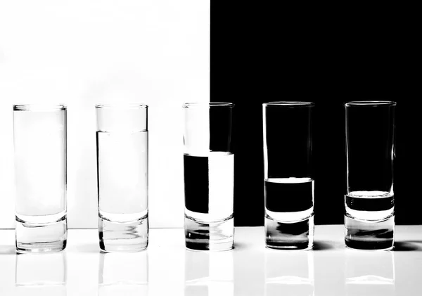 Row of glasses for vodka — Stock Photo, Image